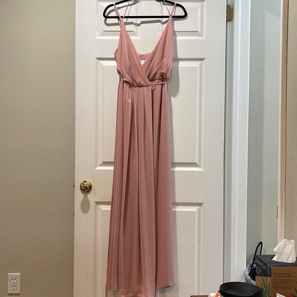 David’s bridal v-neck wrap dress. Color (ballet). - Picture 1 of 3